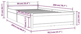 vidaXL Πλαίσιο Κρεβατιού με Συρτάρια Λευκό 90 x 200 εκ.