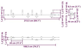 Μηχανισμός Συρόμενης Μεσόπορτας Μαύρος 213,5 εκ. Ατσάλινος