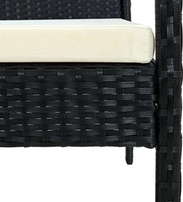 vidaXL Πολυθρόνα Κήπου Μαύρη από Συνθετικό Ρατάν με Μαξιλάρι