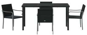 vidaXL Σέτ φαγητού για κήπο 5 pcs Μαύρο και Γκρι Ράτα PE