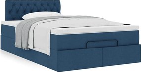 vidaXL Οθωμανικό κρεβάτι με στρώμα μπλε 120x190 cm ύφασμα