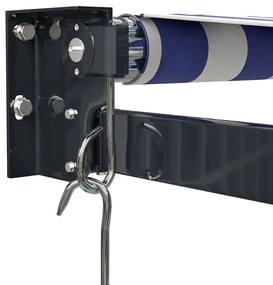 vidaXL Τέντα Πτυσσόμενη Μπλε και Λευκή 4 x 3 μ. Ύφασμα και Αλουμίνιο