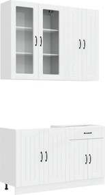 vidaXL Μονάδα κουζίνας LUCCA 4 pcs Γυαλιστερό Λευκό Επεξεργασμένο Ξύλο