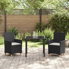 vidaXL Σέτ φαγητού για κήπο 3 pcs Μαύρο συνθετικό ρατάν