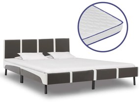 Κρεβάτι 180 x 200 εκ. από Δερματίνη με Στρώμα Αφρού Μνήμης - Γκρι