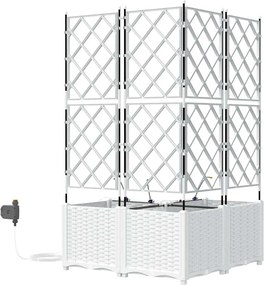 vidaXL Γλάστρα Κήπου 3 τμχ. Λευκό 80 x 80 x 142 cm PP