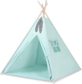 MINI Set: Teepees tent+play mat+ decorative feathers - mint