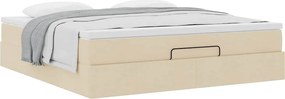 vidaXL Οθωμανικό Κρεβάτι με Στρώμα Κρέμα 160x200cm Ύφασμα