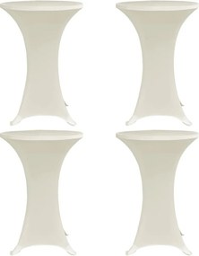 vidaXL Κάλυμμα Τραπεζιού Stretch 4 τεμ. Κρεμ Ø 60 εκ.