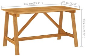 vidaXL Τραπεζαρία Κήπου 140 x 70 x 73,5 εκ. από Μασίφ Ξύλο Ακακίας