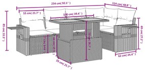 vidaXL Σετ Καναπέ Κήπου 6 τεμ. Μπεζ Συνθετικό Ρατάν με Μαξιλάρια