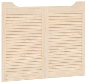 Swing Doors Louvred Design 1-Pair 80x100 cm μασίφ ξύλο πεύκο - Καφέ