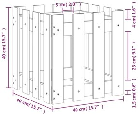 Ζαρντινιέρα με Σχέδιο Φράχτη 40x40x40 εκ. Εμποτισμ. Ξύλο Πεύκου - Καφέ