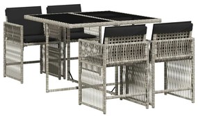 vidaXL Σετ Τραπεζαρίας Κήπου 5 τεμ. Αν. Γκρι Συνθ. Ρατάν με Μαξιλάρια
