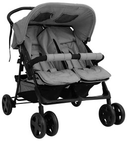 vidaXL Καρότσι Διδύμων Ανοιχτό Γκρι Ατσάλινο