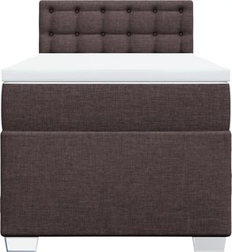 vidaXL Κρεβάτι Boxspring με Στρώμα Σκούρο Καφέ 80x200 εκ. Υφασμάτινο