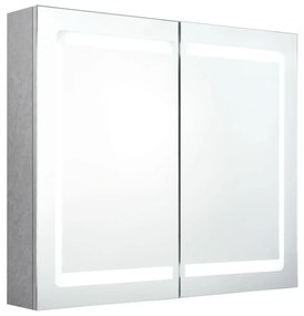 Ντουλάπι Μπάνιου με Καθρέφτη και LED Γκρι Σκυρ. 80x12x68 εκ. - Γκρι