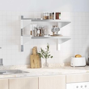 vidaXL Ράφι Τοίχου 2 Επιπ. Ασημί 75x40x60 εκ. Ανοξείδωτο Ατσάλι