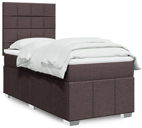 Κρεβάτι Boxspring με Στρώμα Σκούρο Καφέ 100x200 εκ. Υφασμάτινο