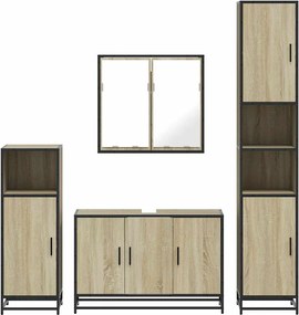 vidaXL Σετ Επίπλων Μπάνιου 4 Τεμαχίων Sonoma Δρυς Επεξεργασμένο Ξύλο