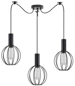 SE21-BL-4-BL3-GR2 ADEPT TUBE Black Pendant Black Metal Grid+