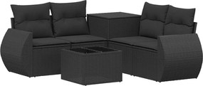vidaXL Σετ Καναπέ 6 τμχ. Μαύρο 55 x 55 x 37 εκ Πολυ-ρακί και Χάλυβας