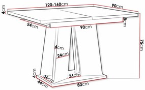 Τραπέζι Goodyear 107, Άσπρο, Γκρι, 75x90x120cm, 59 kg, Επιμήκυνση, Πλαστικοποιημένη μοριοσανίδα | Epipla1.gr