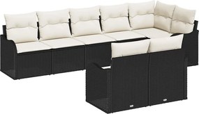 vidaXL Σετ Καναπέ Κήπου 8 pcs Μαύρο και Λευκό συνθετικό ρατάν