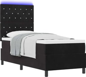 vidaXL LED Κρεβάτι με βάθρο με στρώμα Μαύρο 80 x 200 cm Βελούδο