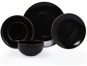 Σερβίτσιο Πιάτα Φαγητού (Σετ 24Τμχ) 275KRM1610 Black-Gold Hermia 24 τμχ Ceramic