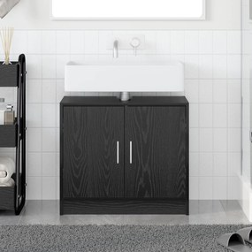 vidaXL Ντουλάπι Νιπτήρα Μαύρου Δρυός 63x29x55 εκ. Επεξεργασμένο Ξύλο