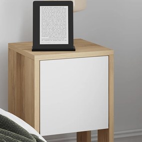 Κομοδίνο Ema Megapap χρώμα sapphire oak - λευκό 30x30x55εκ.