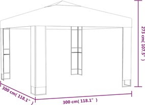 vidaXL Κιόσκι με Διπλή Οροφή Λευκό 3 x 3 μ.