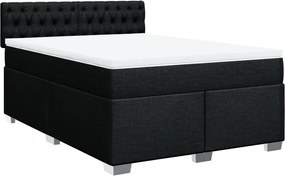 vidaXL Κρεβάτι Boxspring με Στρώμα Μαύρο 140x190 εκ. Υφασμάτινο