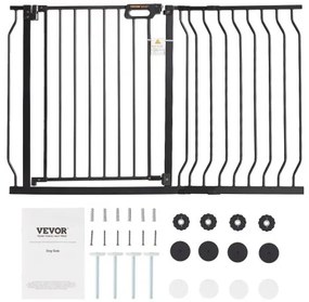 VEVOR Baby Gate, 29.5&quot;-48.4&quot; Extra Wide, 30&quot; High, Dog Gate for Stairs Doorways and House, Easy Step Walk Thru Auto Close Child Gate Pet Security Gate with Pressure Mount Kit and Wall Mount Kit, Black