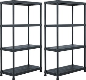 VidaXL Ραφιέρες 2 τεμ. Μαύρες 60 x 30 x 138 εκ. Πλαστικές