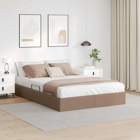 vidaXL Κρεβάτι Οθωμανικού Τύπου Καπουτσίνο 140 x 190 cm Τεχνητό Δέρμα