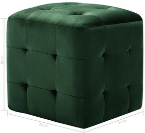 vidaXL Κομοδίνα/Σκαμπό 2 τεμ. Πράσινα 30x30x30 εκ. Βελούδινο Ύφασμα