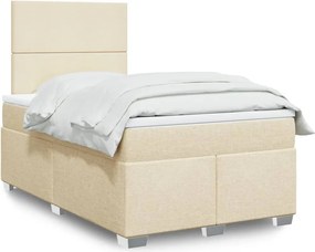 vidaXL Κρεβάτι Boxspring με Στρώμα Κρεμ 120x200 εκ. Υφασμάτινο