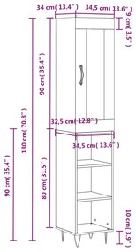 Ντουλάπι Λευκό 34,5 x 34 x 180 εκ. από Επεξεργασμένο Ξύλο - Λευκό