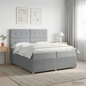 vidaXL Κρεβάτι box spring με στρώμα Ανοιχτό γκρι 200 x 200 cm Ύφασμα