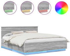 vidaXL Σκελετός Κρεβατιού με κεφαλάρι Γκρίζο Σονομα 200 x 200 cm