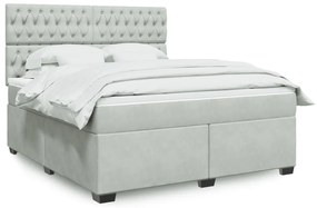 vidaXL Κρεβάτι Boxspring με Στρώμα Ανοιχτό Γκρι 180x200 εκ. Βελούδινο