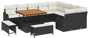 vidaXL Σετ Καναπέ Κήπου 12 pcs Μαύρο συνθετικό ρατάν