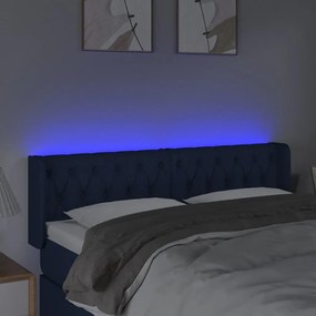 vidaXL Κεφαλάρι Κρεβατιού LED Μπλε 147x16x78/88 εκ. Υφασμάτινο