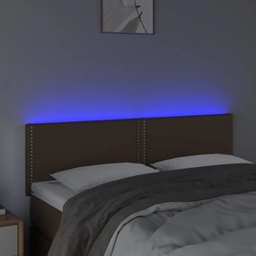 Κεφαλάρι Κρεβατιού LED Καφέ 144x5x78/88 εκ. από Συνθετικό Δέρμα - Καφέ