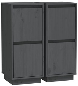 vidaXL Ντουλάπια 2 τεμ. Γκρι 31,5 x 34 x 75 εκ. από Μασίφ Ξύλο Πεύκου