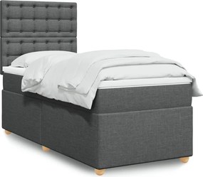 vidaXL Κρεβάτι Boxspring με Στρώμα Σκούρο Γκρι 90x200 εκ. Υφασμάτινο