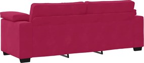 vidaXL Τριθέσιος Καναπές Κόκκινος Βελούδος 220x77x82 εκ.