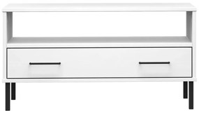 Τραπεζάκι Σαλονιού OSLO Λευκό 85x50x45 εκ Μασίφ Ξύλο Μετ. Πόδια - Λευκό